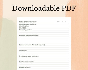 First Session Therapy Notes - Tools for Therapists - Instant PDF ...