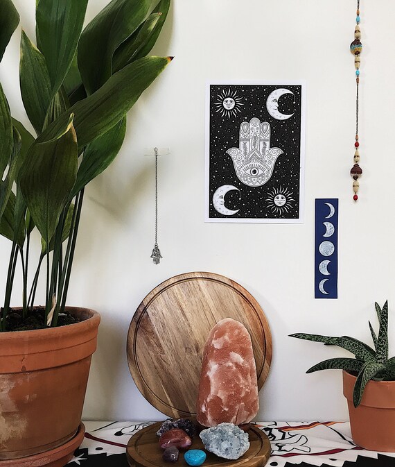 Hamsa Art Print Hand Of Fatima Wall Art Khamsa Home Decor Etsy