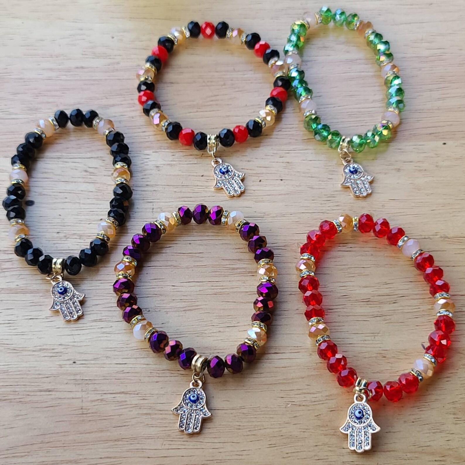 Hamsa Hand Bracelet/Pulsera de Mal de Ojo Evil Eye Bracelet. Etsy