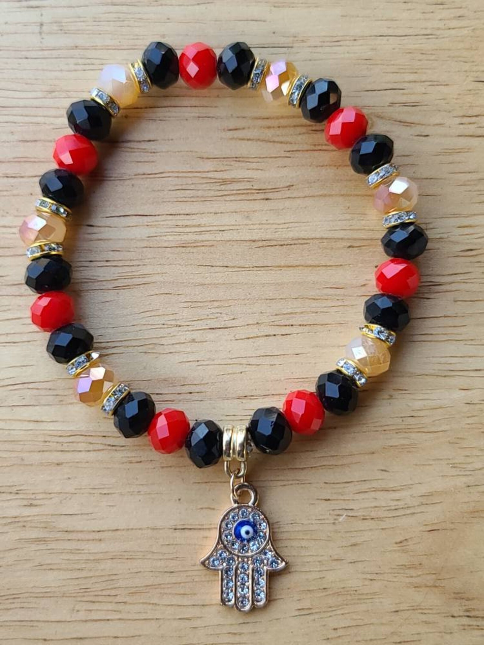 Hamsa Hand Bracelet/Pulsera de Mal de Ojo Evil Eye Bracelet. Etsy