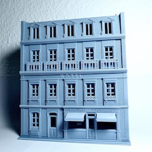 HO scale French Hotel with Bakery store - 1:87 for Diorama modeling kit - Building#25D