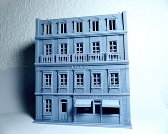 HO scale French Hotel with Bakery store - 1:87 for Diorama modeling kit - Building#25D