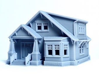 N scale Craftsman style house - 1:160 for Diorama modeling kit - Building#27B