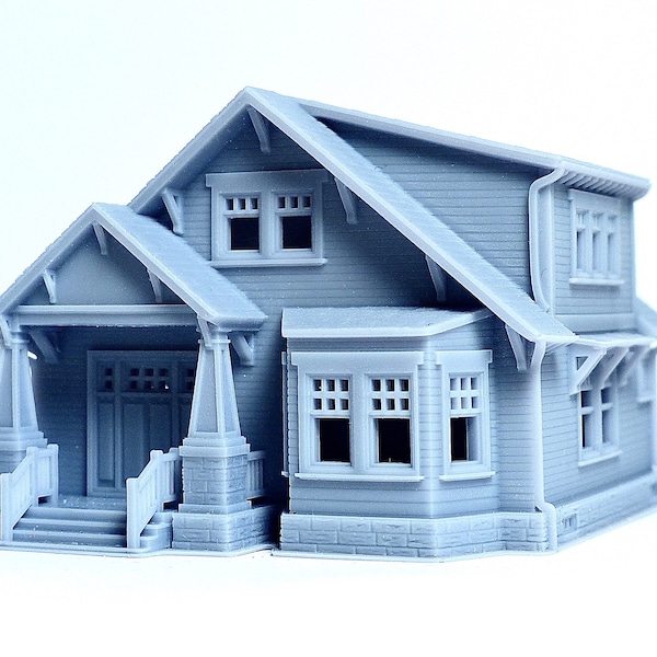 N scale Craftsman style house - 1:160 for Diorama modeling kit - Building#27B