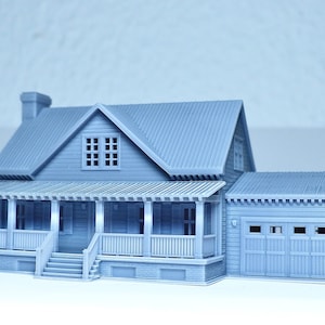 N scale Cottage house with garage - 1:160 for Diorama modeling kit - Building#29C