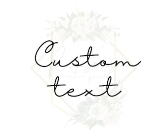 May include: A white background with a floral design and a gold geometric frame. The text "Custom text" is written in black cursive script.