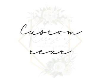 May include: A white floral design with a gold geometric frame and the text "Custom Reese's custom pieces text" in black cursive.
