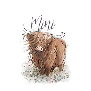 Vintage Highland Cow Mini PNG