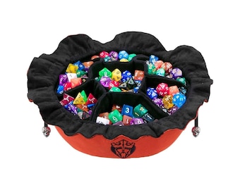 Orange Dice Bag with Pockets, Holds 150+ Dice, DnD Gaming