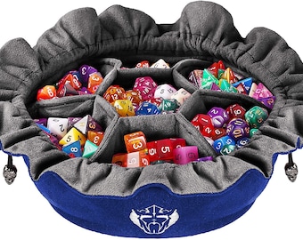 Blue Dice Bag with Pockets – Holds 150+ Dice, Freestanding Design, CardKingPro Storage
