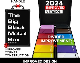 The Big Black Metal Box | Suitable For Cards Against Humanity, Magic The Gathering | Includes 8 Dividers | Fits up to 2000 Unsleeved Cards