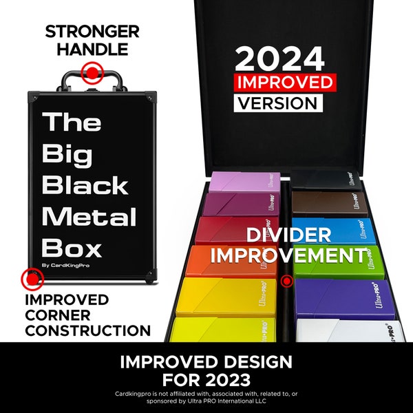The Big Black Metal Box | Suitable For Cards Against Humanity, Magic The Gathering | Includes 8 Dividers | Fits up to 2000 Unsleeved Cards