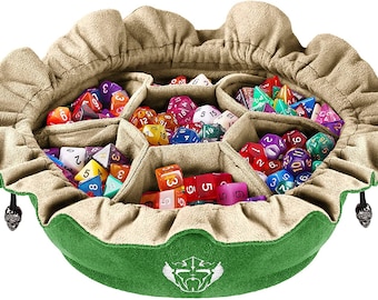 Freestanding Dice Bag with Pockets – Holds 150+ Dice, D&D Accessory
