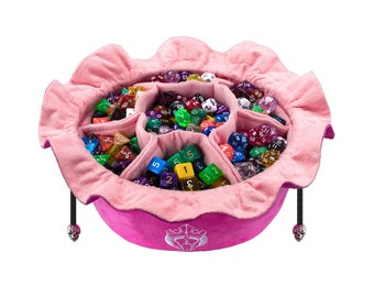 Pink Dice Bag with Pockets, Holds 150+ Dice, DnD Gaming