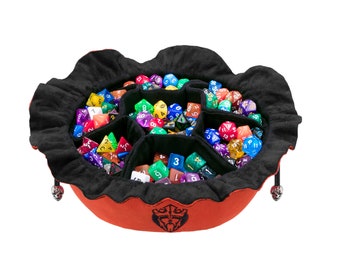 Compartment Dice Bag, Holds 150+, Orange D&D Gaming