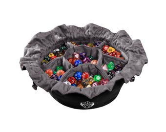 Black Dice Bag with Pockets, Holds 150+ Dice, DnD Gaming