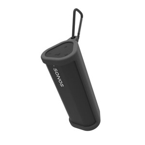 May include: A black Sonos Roam portable Bluetooth speaker with a built-in carrying loop. The speaker has a textured, rubberized exterior and a white Sonos logo.