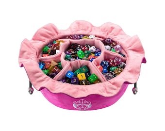 Pink Dice Bag with Pockets, Holds 150+ Dice, DnD Gaming
