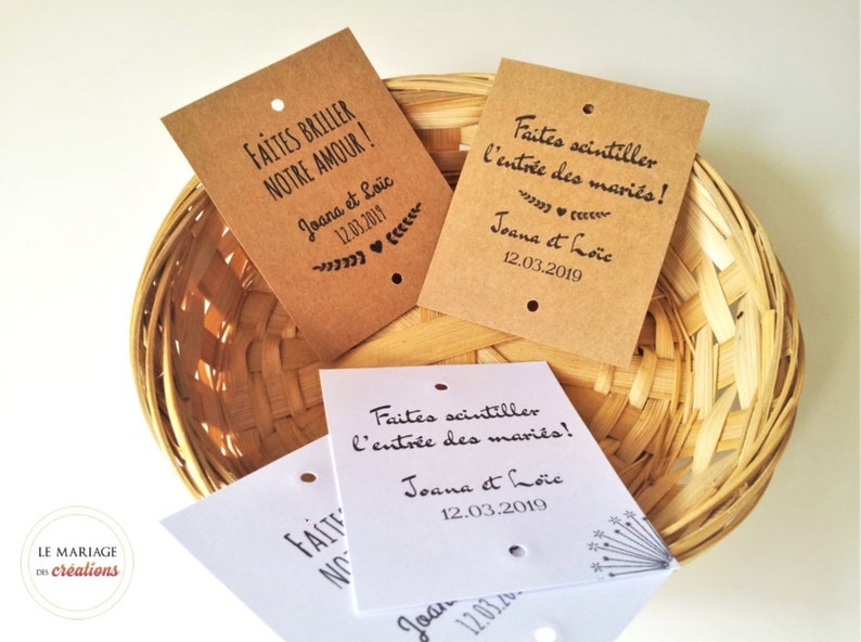 100 Étiquettes Pour Cierges Magiques Mariage - "Faites Scintiller L'Entrée" - Décoration Romantique