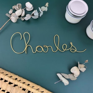 Personalized first name or word in gold metallic wire