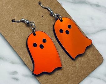 Iridescent Ghost Acrylic Earrings – Spooky Halloween Jewelry