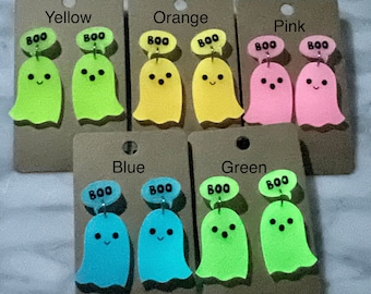 Glow in the Dark Geist Ohrringe - Laser Cut Acryl, gruseliges Halloween