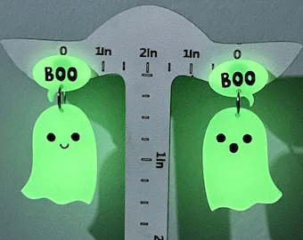 Leuchten Sie im Dunkeln Geist Ohrringe - Acryl Halloween Schmuck