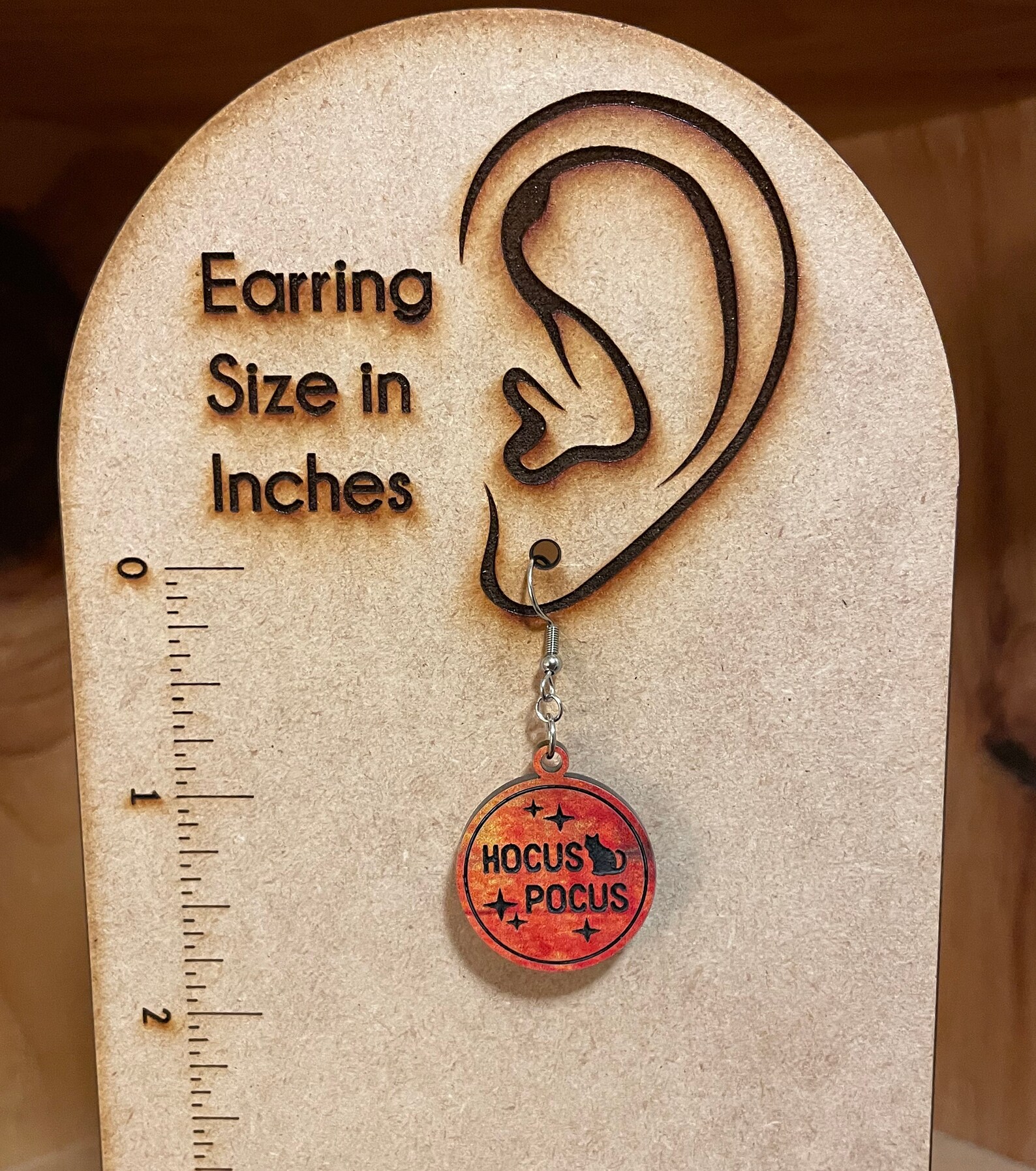 Hocus Pocus Halloween Earrings Black Cat Engraved Spooky - Etsy