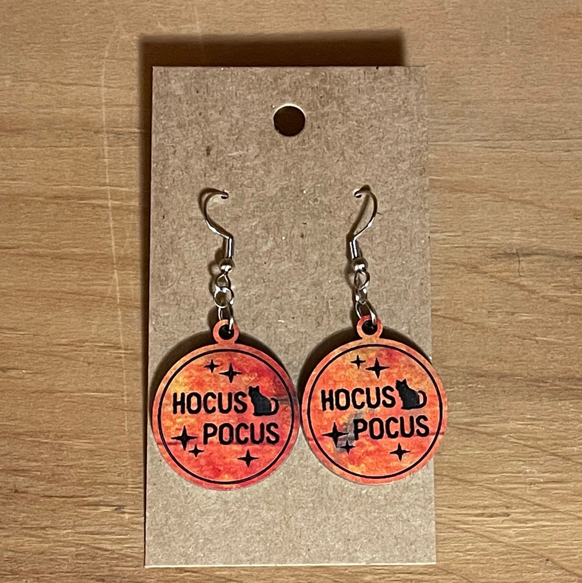 Hocus Pocus Halloween Earrings Black Cat Engraved Spooky - Etsy