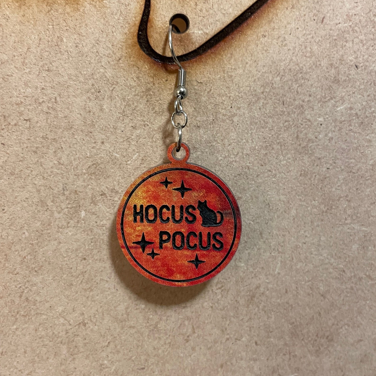 Hocus Pocus Halloween Earrings Black Cat Engraved Spooky - Etsy