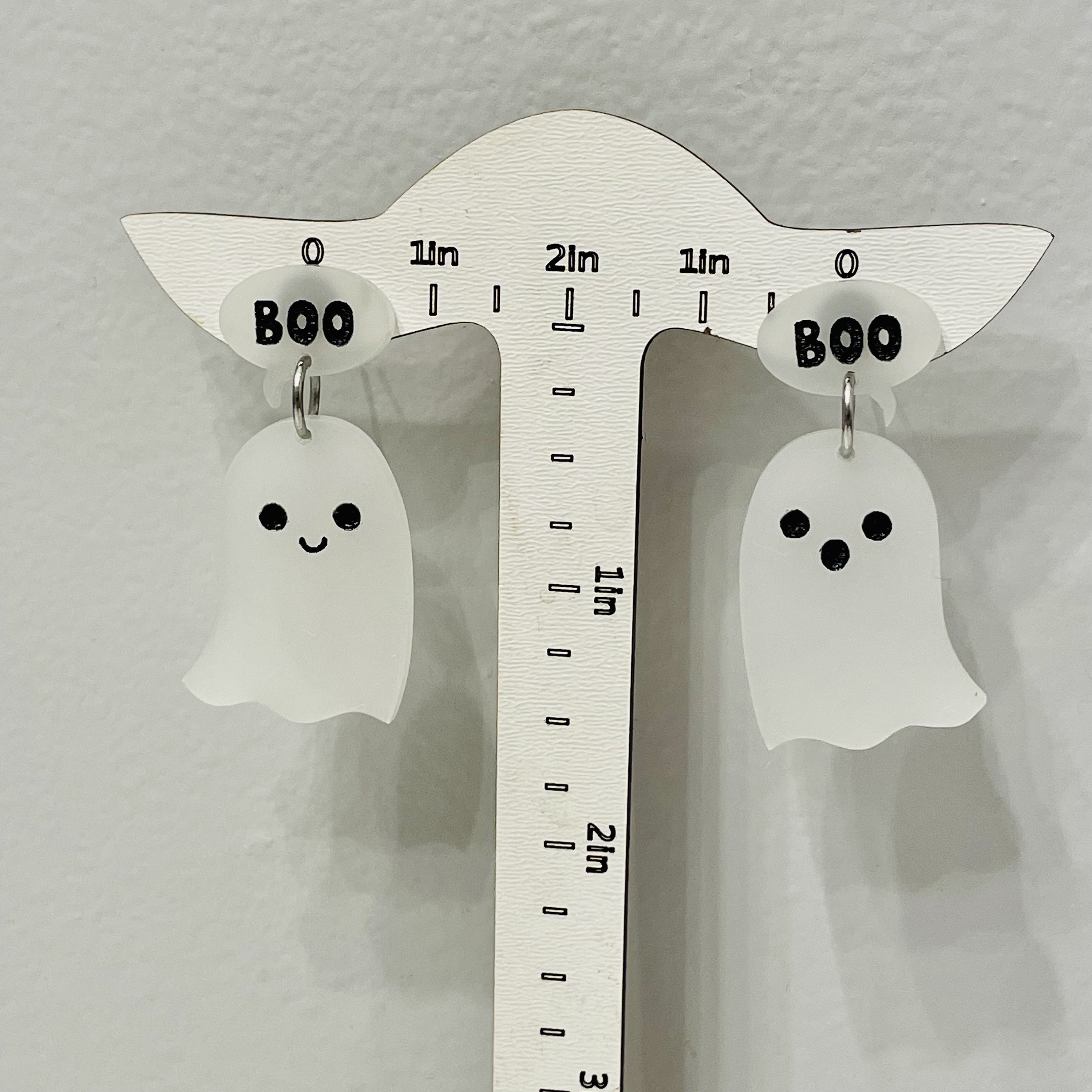 Boucles D'oreilles Phosphorescentes Sorcière Fantôme - Bijou Halloween Acrylique - 4