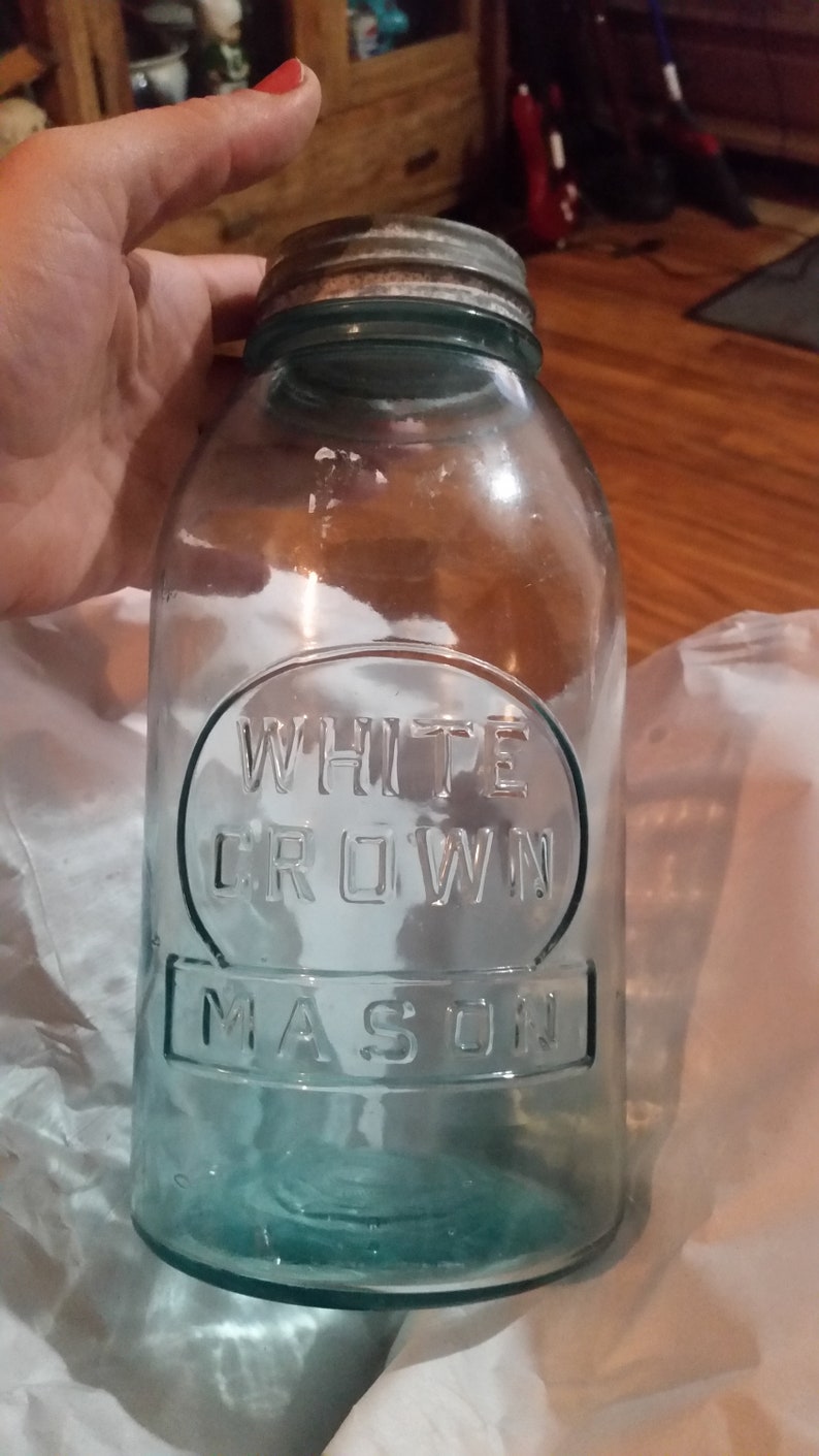 White Crown Mason Jar Etsy