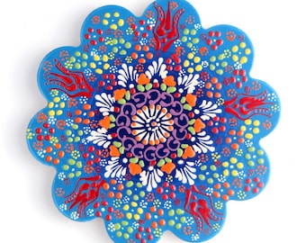 Oriental Bright Blue Design Ceramic Thick Hotpad Trivet Pot Coaster Housewarming Gift