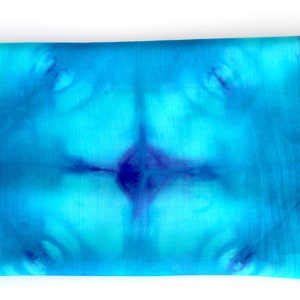 Artisan Shibori Japanese Technic Hand Dyed Blue Turquoise Silk Scarf Summer Autumn Winter Accessories Gift for Her Wedding Scarf Woman Scarf