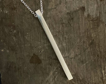 Colgante de barra de plata de ley, Joyería hecha a mano, Collar de plata