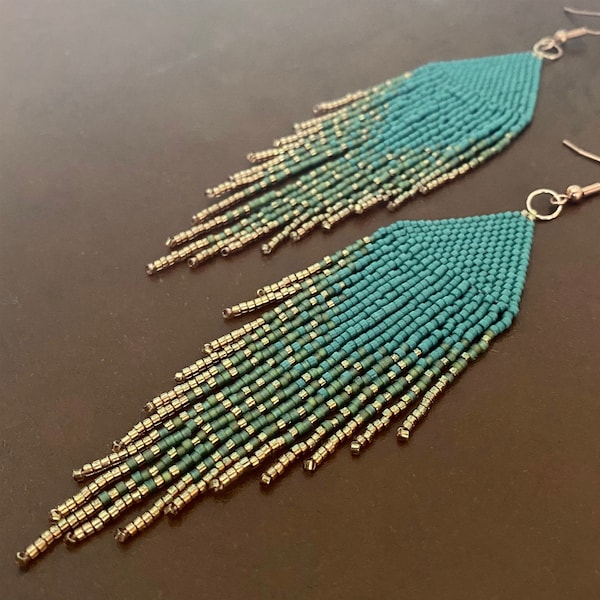 Seed Bead Fringe Earrings Etsy