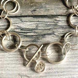 Chunky Sterling Silver Link Bracelet: Contemporary Toggle Clasp