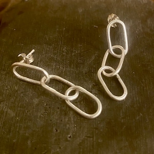 Handmade Sterling Silver Chain Link Earrings: Lightweight Drop Earrings
