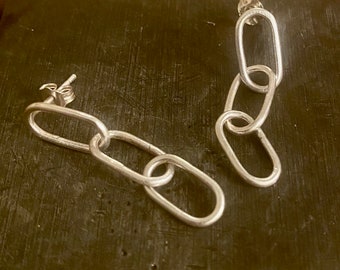 Silver chain link earrings, paperclip earrings, silver jewellery, silver earrings