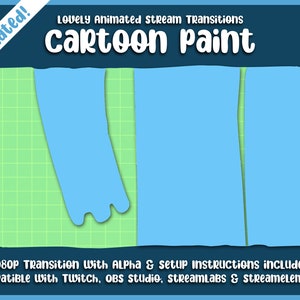 7x Stinger Transition Pack: Hand Drawn Cartoon Paint Effect | Twitch | Streaming | Cute | Stinger | Lovely | Phase Transition