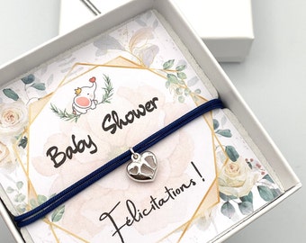 Argent 925, coffret baby shower, cadeau baby shower, bracelet coeur en argent avec petits pieds, bijoux baby shower, cadeau naissance