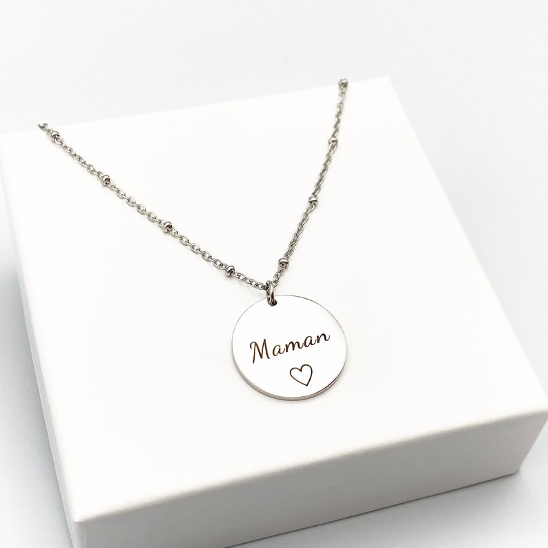 Collier médaille MAMAN argent, future maman, cadeau maman, fête des mères, collier personnalisé, bijoux personnalisés, collier argent image 3