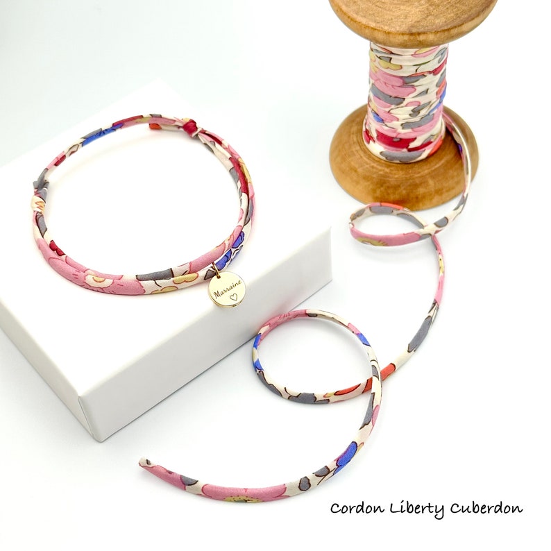 MARRAINE, Cordon Liberty ajustable, baptême, bracelet personnalisé, cadeau original, demande marraine, cadeau marraine, Cuberdon image 1