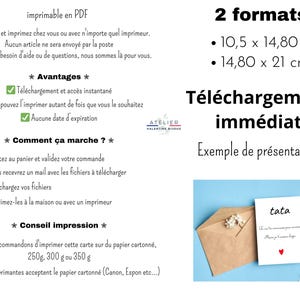 Carte à imprimer, Future tata, cadeau original, annonce tata, annonce grossesse, annonce bébé, tu vas devenir tata, annonce original image 2