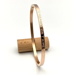 Bracelet personnalisé à message, couleur OR ROSE idée cadeau original, anniversaire, Fête des Mères, maman, Mamie, Marraine, Tata, image 2