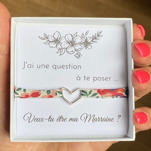 925 silver heart, Liberty cord, BOX - Do you want to be my godmother? Future godmother, pregnancy announcement, godmother request