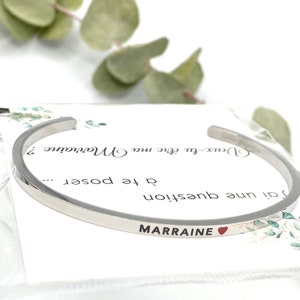 Veux tu être ma Marraine ? Carte + bracelet, Bracelet jonc AJUSTABLE, future marraine, cadeau original MARRAINE, demande Marraine