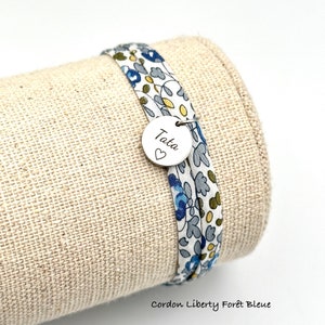TATA, Verstelbaar Liberty-koord, toekomstige tante, gepersonaliseerde armband, origineel cadeau, tantecadeau, tanteaankondiging, babyaankondiging, BLAUW BOS