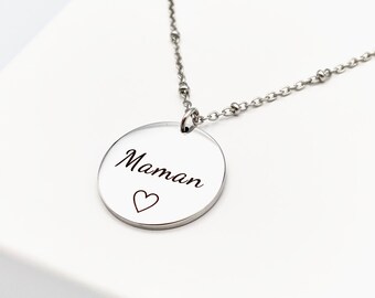 MOM zilveren medaille ketting, toekomstige moeder, moeder cadeau, Moederdag, gepersonaliseerde ketting, gepersonaliseerde sieraden, zilveren ketting