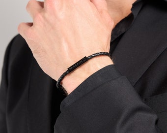 PARRAIN, Bracelet cordon cuir noir, bracelet personnalisé PARRAIN, demande Parrain, bapteme, bracelet parrain, futur parrain,annonce parrain